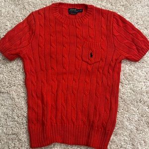 POLO, CABLE KNIT COTTON SHORT SLEEVE SWEATER FOR SUMMER